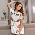 thumbnail image 3 of Pofeuu 2025 New Year'S Print Women's Loose Fit Short Sleeve Nightgown, Comfortable Sleep Dress for Women, Casual Lounge Sleepwear, Soft Cotton Sleep Dress, 3 of 6