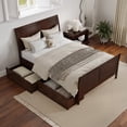 thumbnail image 3 of Portland Full Storage Wood Platform Bed with Matching Footboard in Walnut, 3 of 11