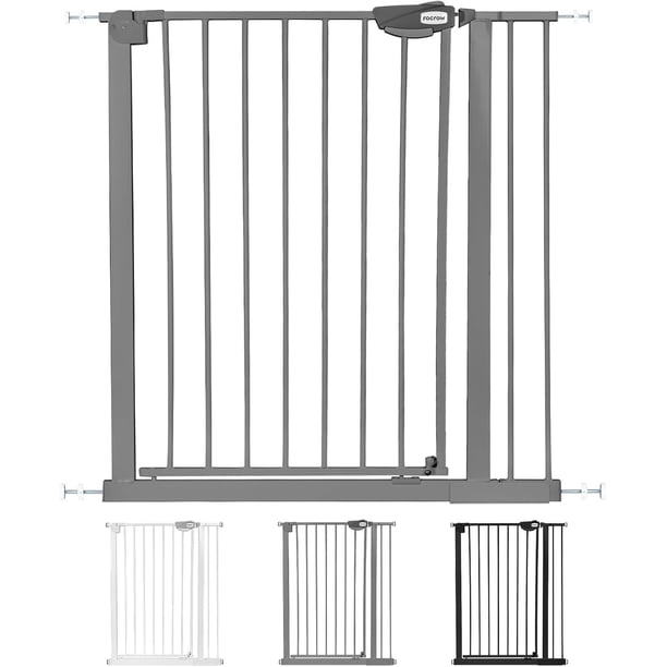 Puerta De Seguridad para Niños, 96 * 100cm(Aumento de Altura) Sin Agujeros/Perforados Dos Tipos De Instalación con Cierre automático, Incluye 4 ventosas para Pared y uno Extensiones de 10 cm