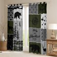 thumbnail image 2 of Homewish Wildlife Bear Deer Curtains Pack of 2 (42x84 Each) for Men, Rustic Camping Adventure Curtains Blackout, Grey Olive Plaid Bedroom Curtains, Window Curtains Home Decor, 2 of 5