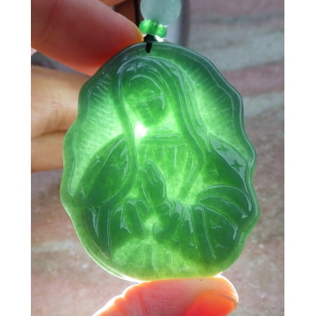 Green Natural A Jade jadeite pendant Virgin Mary Necklace 679757 TN