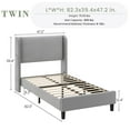 thumbnail image 2 of Platform Bed Frame with Upholstered Wingback, Upholstered Bed Frame with Wood Slats, Sturdy Support Feet, No Box Spring Needed, Easy Assembly, 2 of 6