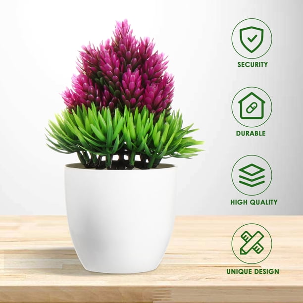 unbranded 3Ud Planta Falsa En Maceta Plástica Con Detalles Realistas Para Interior