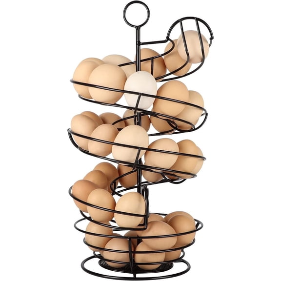 Giftgarden Egg Skelter, Spiral Design Egg Dispenser Rack Holder with Storage Basket for Countertop, Kitchen