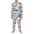 thumbnail image 3 of Balery Colorful Shark Pijama para Hombre de Dos Piezas con Manga Larga, Conjunto de Dormir y Descanso Suave con Bolsillos-XX-Large, 3 of 7