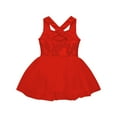 thumbnail image 4 of Alvivi Kids Girls Glitter Sleeveless Ballet Dance Dress Leotard with Tutu Skirt Ballerina Dancewear Red 16, 4 of 5