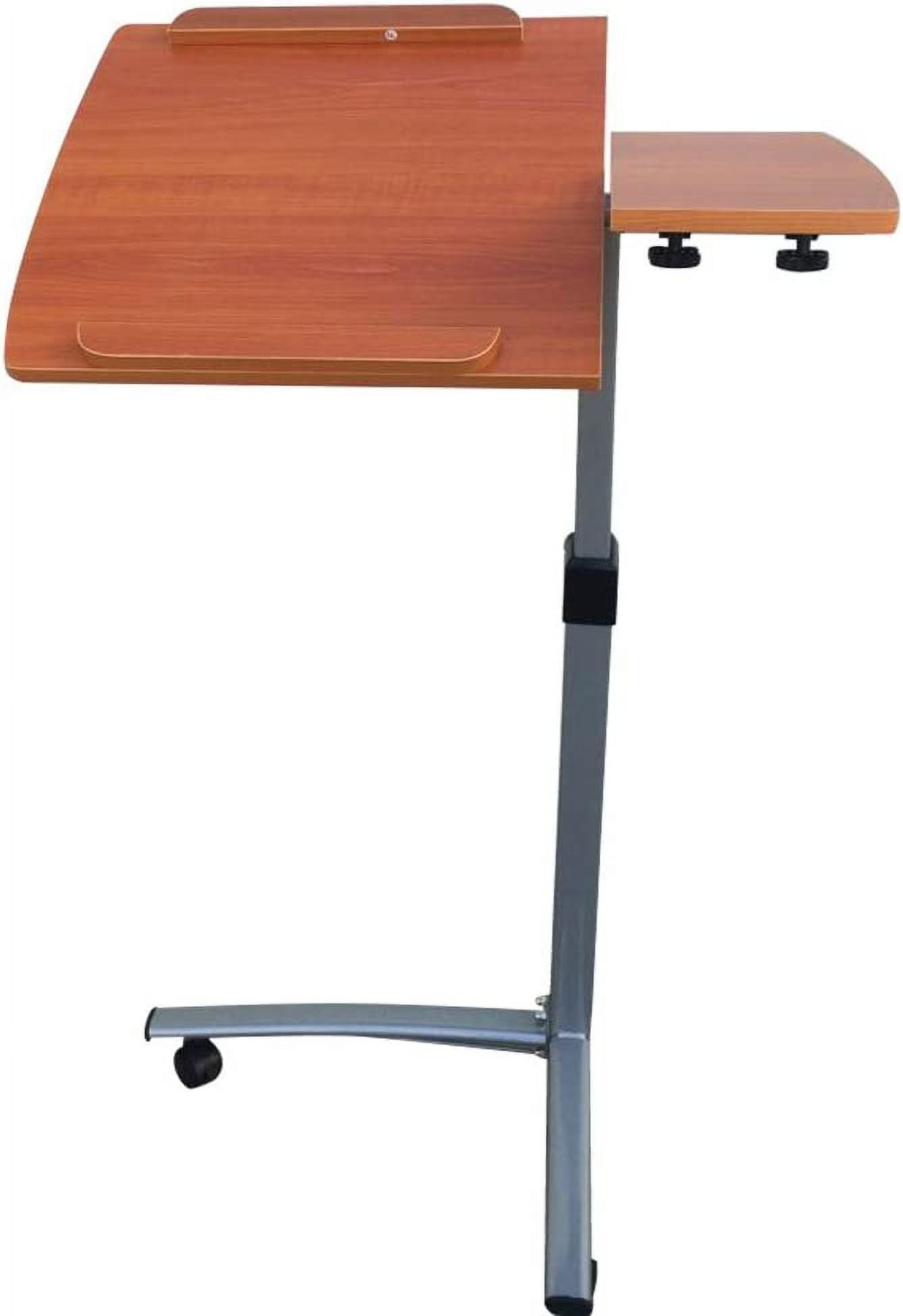 FCH 25.2 Inch Rolling Adjustable Multifunctional Lifting Computer Desk, Tilting Desktop, Sit Stand Laptop Desk TV Tray for Bed Sofa Hospital Reading Eating, Brown