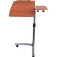 thumbnail image 4 of FCH 25.2 Inch Rolling Adjustable Multifunctional Lifting Computer Desk, Tilting Desktop, Sit Stand Laptop Desk TV Tray for Bed Sofa Hospital Reading Eating, Brown, 4 of 9