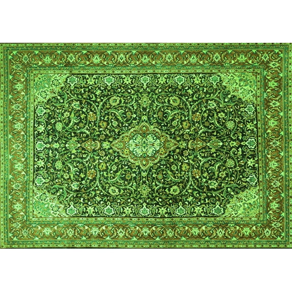 Ahgly Company Indoor Rectangle Medallion Green Traditional Area Rugs, 2' x 4'