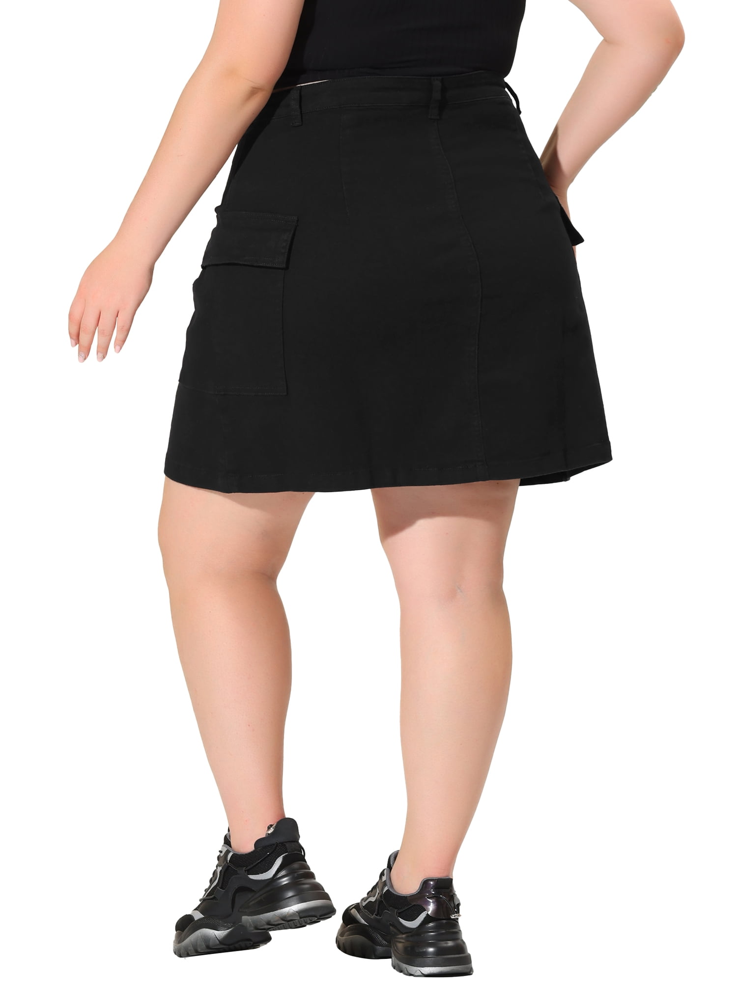 DARING DIVA Women's Plus Size A Line Above Knee Zip Front Flare Skirts 4X Black
