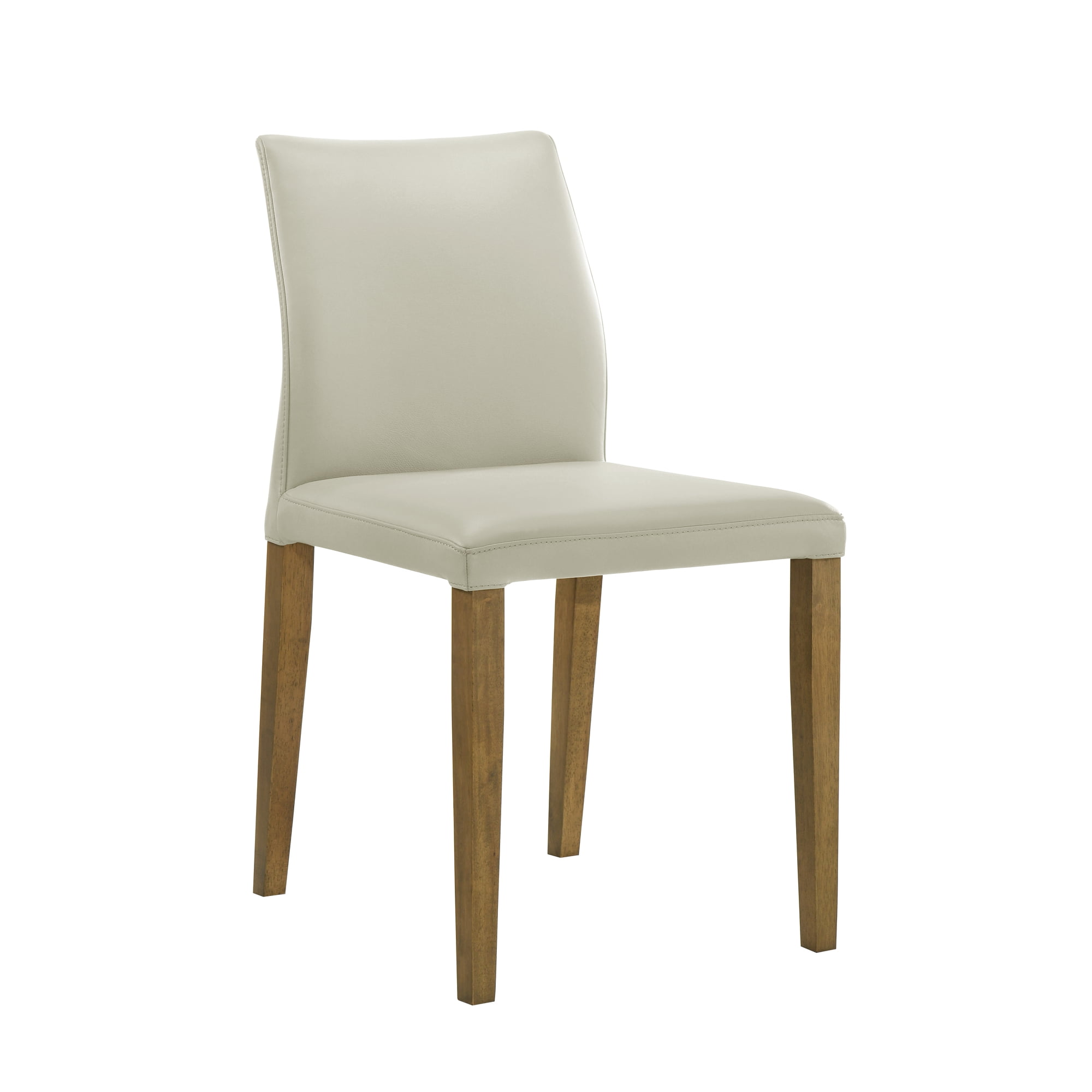 Elyza Full Back Top Grain Leather Upholstered Wood Dining Chairs in Grey - Set of 2