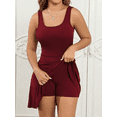 thumbnail image 2 of Burgundy Solid Color Elegant Party Dress For Women With Built-In Shorts And Exterior Pocket, 2 of 5
