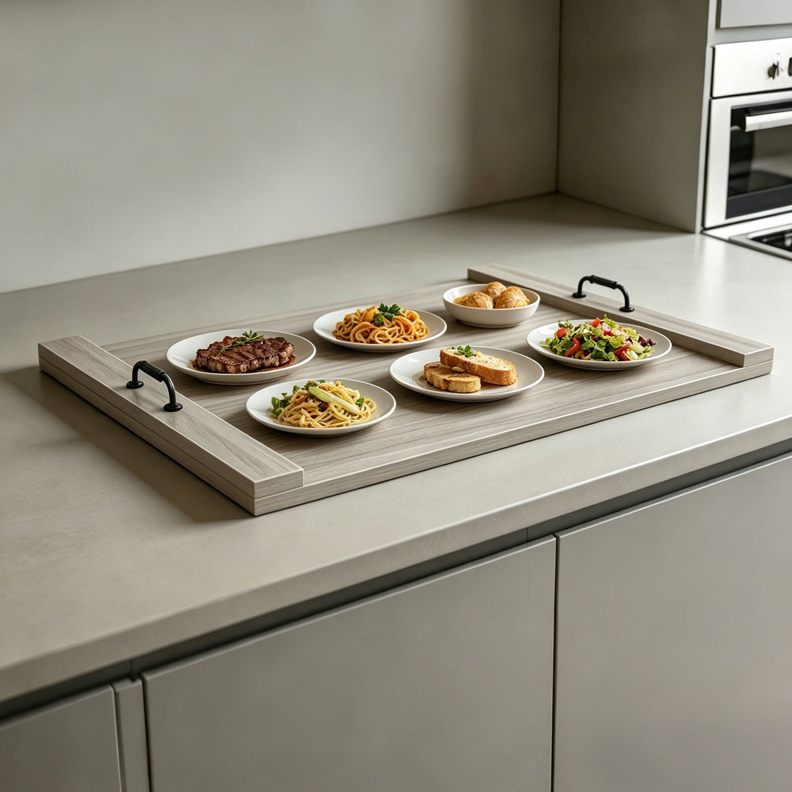 ToppiJoy Stove Top Cover with Handles, 30 x 22 Inch Noodle Board, Solid Wood & Melamine, Multifunctional Kitchen Countertop Protector, Space-Saving & Easy to Clean