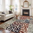 thumbnail image 2 of Large Area Rugs for Living Room Bedroom, Vintage Abstract 8'x10' Rug Washable Carpet Runner Indoor Outdoor, Retro Classic Pattern Texture Light Brown Non Slip Floor Mats Rug for Kitchen, Patio, 2 of 8
