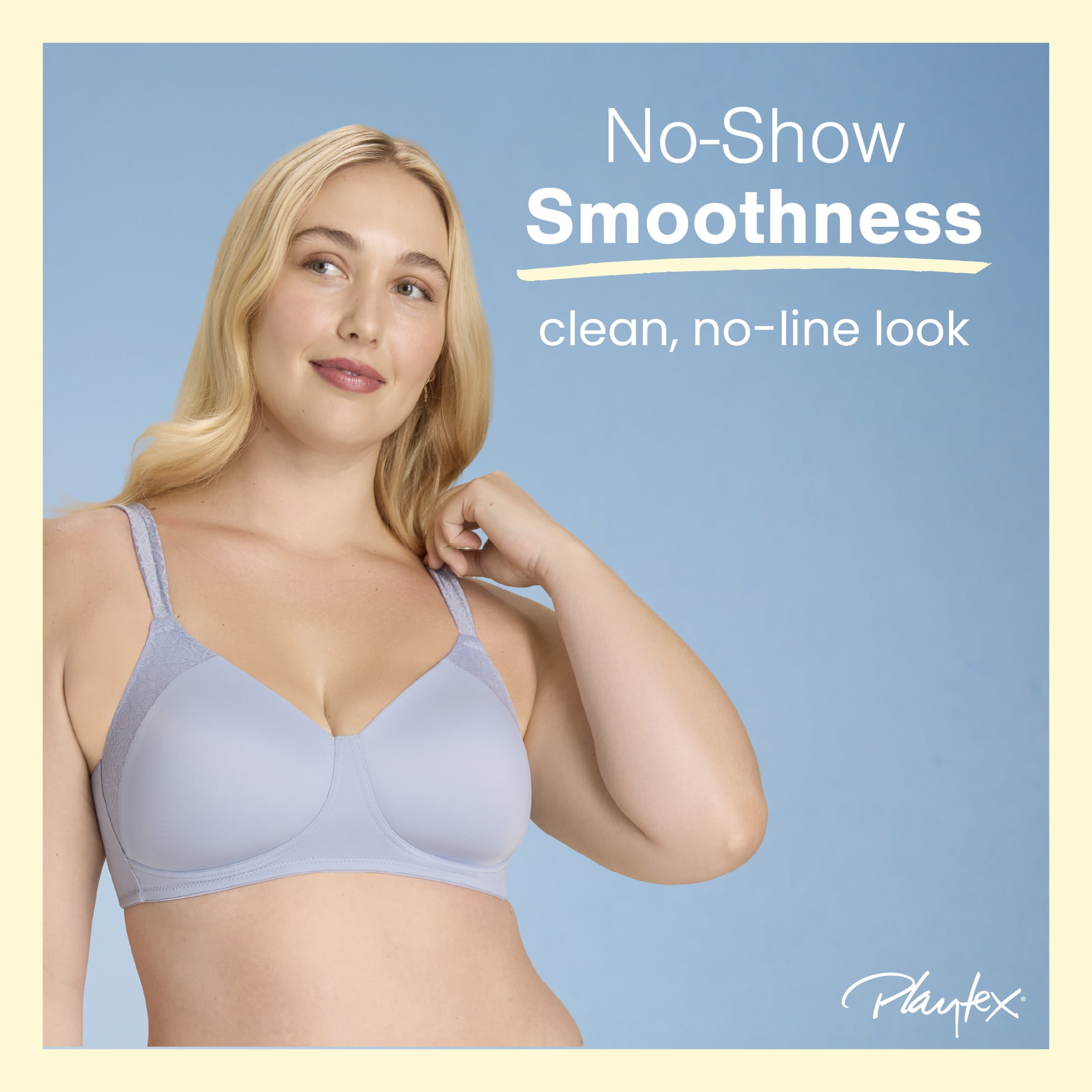 Playtex Women's Smoothing T-Shirt Wireless Bra, Moisture Wicking (Plus Sizes)