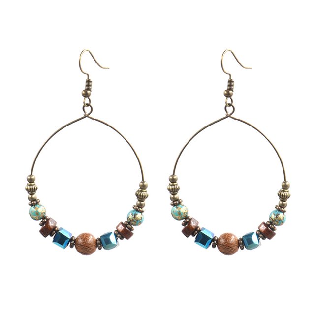 Guardurnaity 1 par de pendientes circulares de aleación de piedra artificial para mujer, estilo étnico, citas, viajes, ganchos para las orejas, Ropa, zapatos y accesorios Miscelánea