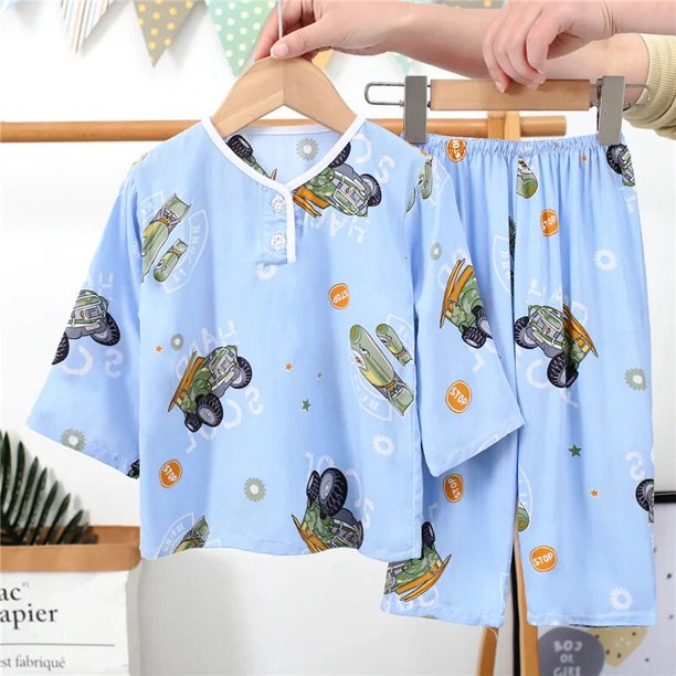 Ropa de dormir de algodón para bebés, niños y niñas, ropa de casa para niños de 1 a 11T, pijamas finos y ajustables, ropa de algodón para niños, lindo Jersey