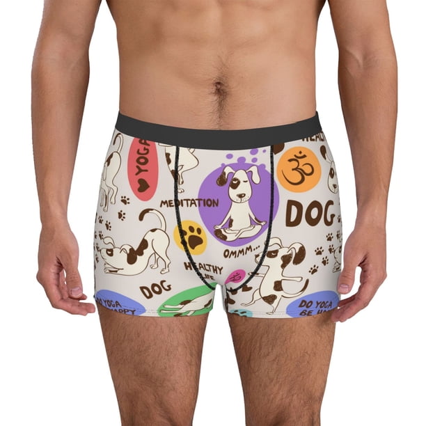 Fotbe Dog Doing Yoga Calzoncillos Tipo Boxer con Bolsa de Soporte Total para Hombre, X-Temp Fresco, Transpirable y de Secado Rápido-XX-Large