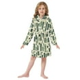 thumbnail image 6 of FORMRS Niños Bathrobe Unisex Hooded Robe Soft Plush Pajamas Sleepwear, Size 10-12T, Green Geometric, 6 of 7