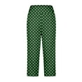 thumbnail image 6 of Kvture Women Capri Pants Polka Dot Print Lounge Capri Pants Elastic High Waist Straight Leg Capris Pant Soft Lightweight Breathable Comfort Trousers Green L, 6 of 7