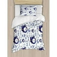 thumbnail image 3 of Clock Duvet Cover Set, Watercolor Style Effect with an Alarm Clock Illustration Caligraphic Numbers, Decorative 3 Piece Bedding Set with 2 Pillow Shams, Queen Size, Blue and White, by Ambesonne, 3 of 3