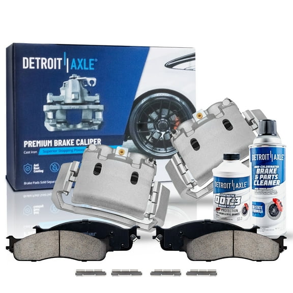 Detroit Axle - Front Brake Kit for 03-08 Dodge Ram 2500 3500, Disc Brake Calipers and Ceramic Brake Pads 2003 2004 2005 2006 2007 2008 Replacement