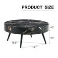thumbnail image 3 of Hassch Modern Coffee Table in Black Marbling Finish, Circle Center Table for Living Room, Wooden Cocktail Tea Table with Metal Legs, 31.5"Dia x 13.9"H, 3 of 9