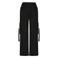 thumbnail image 5 of IROINNID Women's Cargo Pants Solid Sports Wide Leg High Waist Loose Fit Casual Pants with Pockets,Black, 5 of 9