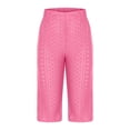 thumbnail image 6 of MLQIDK Yoga Capri Pants for Women Trendy Summer Yoga Leggings Knee Length Elastic Waist Cropped Pants Dressy Casual Yoga Capris with Pockets Hot Pink L, 6 of 7