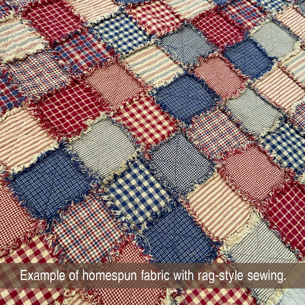 JCS American Heritage Red & Blue Ragged Homespun Cotton Quilt Kit (200+ Six inch Squares)