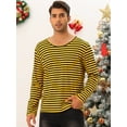 thumbnail image 2 of Unique Bargains Men's Striped T-Shirt Crew Neck Long Sleeves Pullover Tee Tops XL Yellow Black, 2 of 6