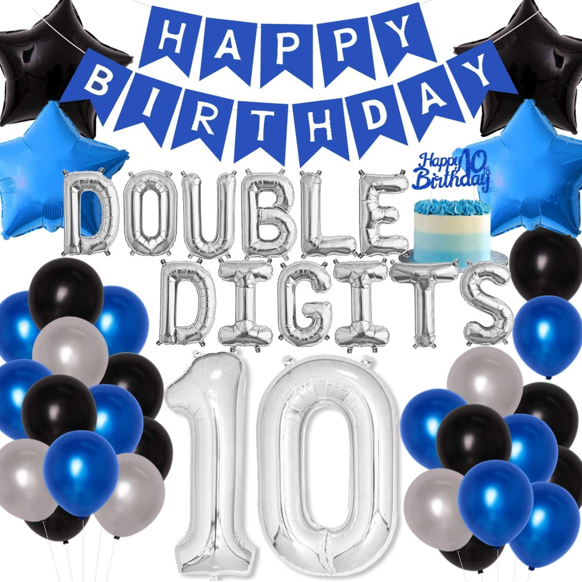Navy Blue 10th Birthday Decorations, Boys Birthday Party Balloons Decor