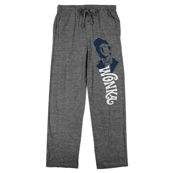 Willy Wonka & the Chocolate Factory Charlie and Logo Men's Heather Gray Graphic Sleep Pants-Medium