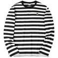 thumbnail image 4 of MLANM Men's Casual Cotton Striped Crewneck Long-Sleeve T-Shirt Basic Pullover Tee Shirt, 3XL Black White, 4 of 7