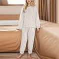 thumbnail image 4 of DuoJiaJ Warm Pajamas For Women Fuzzy Pajama Sets Cozy Oversized Pullover Pants Sets Loungewear 2 Piece Cotton Nightwear For Women White, 4 of 4