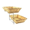 7.8 X 19 X 13" TwoTier Display Rack for Counters with 2 Wicker Baskets