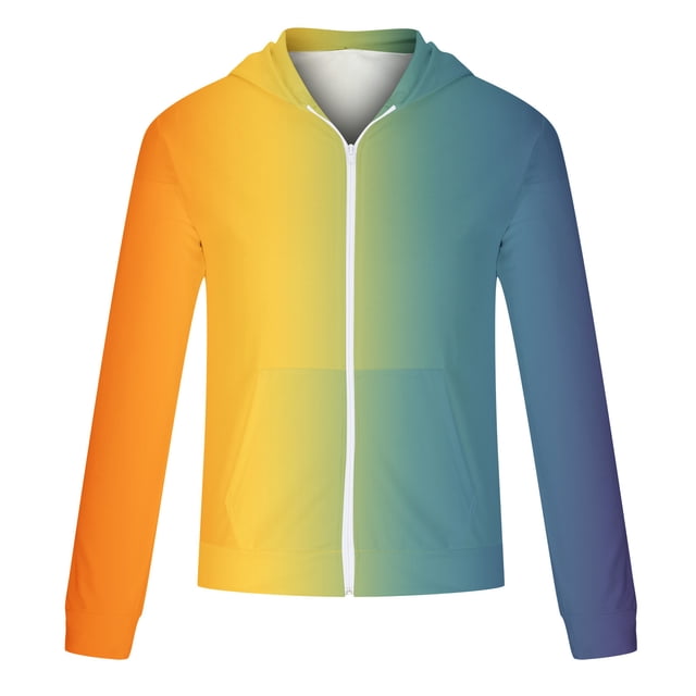 Hombres Casual Deportes Fitness Sudadera Con Capucha Cremallera Gradiente Tie-Dye Estampado Chaqueta Pompotops oipoqjl36473