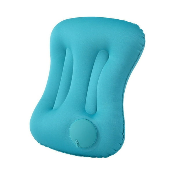 Almohada inflable portátil para viajes, almohada inflable plegable para acampar al aire libre.
