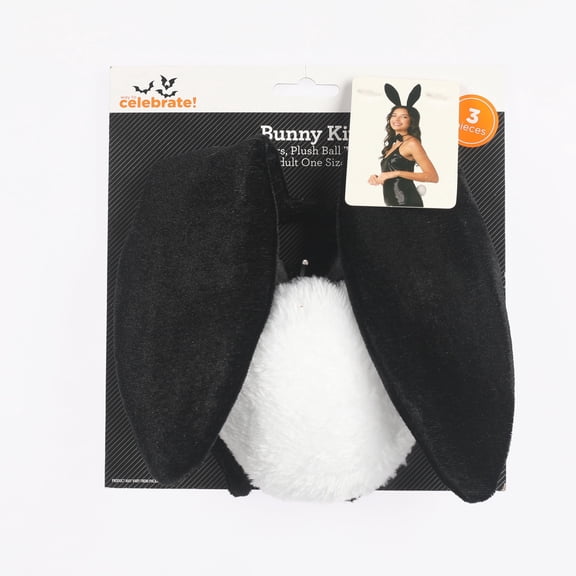 Bunny Costume Accessory Kit for Adults, Black, 3 Pieces, Halloween by Way To Celebrate