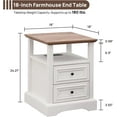 thumbnail image 2 of ALBAD 18" Farmhouse Nightstand with Charging Station,2 Drawers End Table,Wood Side Table with Open Shelf,Bedside Cabinet for Bedroom,Living Room,White, 2 of 9
