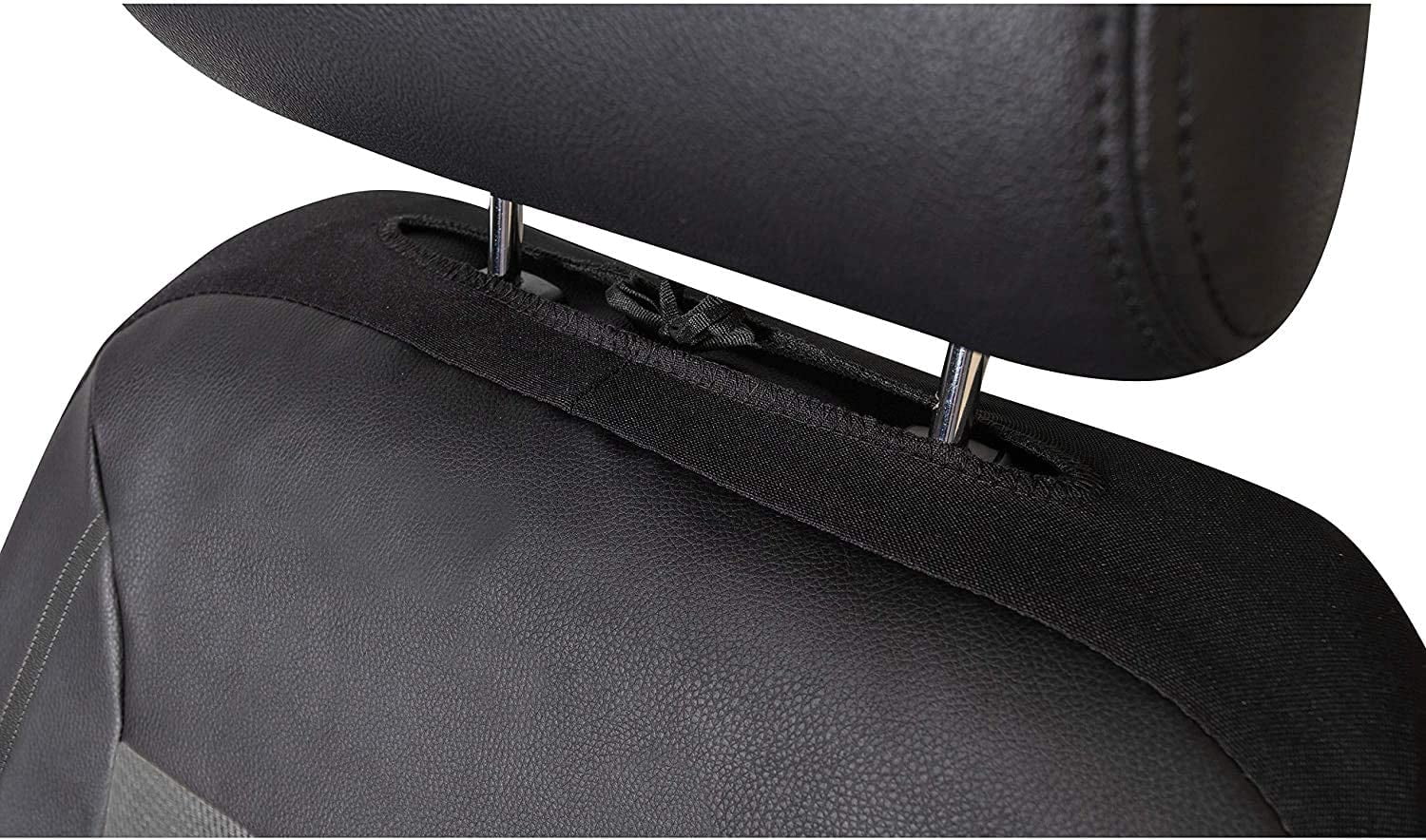 PIC AUTO Mesh and Leather Car Seat Covers Full Set Universal Fit 9 Pieces (Gray)