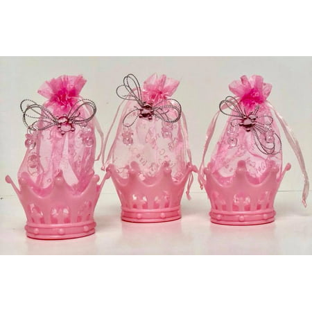 Baby Shower Pink Fillable Crown Favors Decorations Keepsake 8 Ct