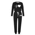 thumbnail image 4 of Puntoco Conjuntos de pijamas cómodos para mujer, pantalones de manga larga con cuello redondo y estampado de letras de invierno, conjuntos de pijamas informales para el hogar, 4 of 4