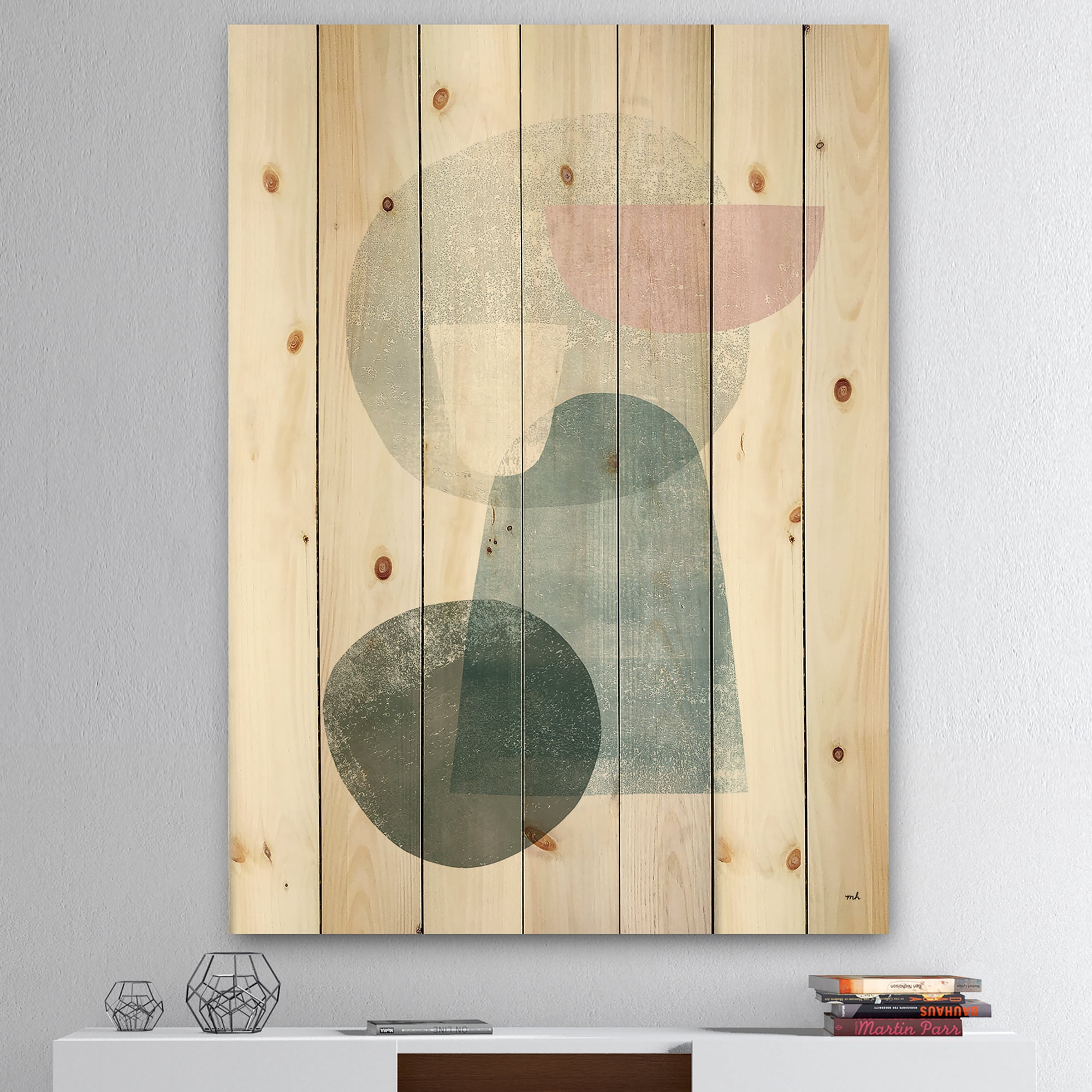 Designart 'Distressed Dream III' Modern & Transitional Print on Natural Pine Wood