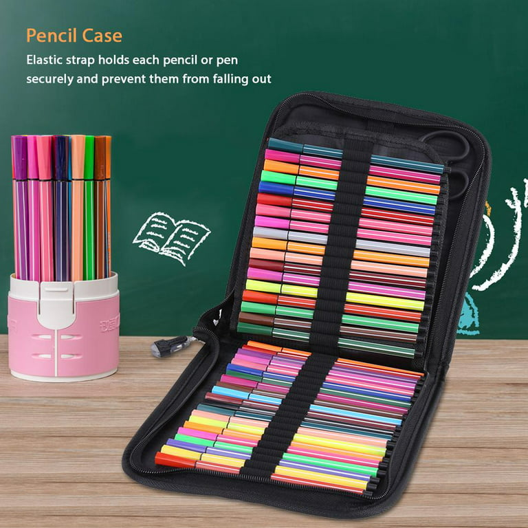 Vomgomfom Colored Pencil Case - 200 Slots Pencil Holder with Zipper Closure  Twill Fabric Large Capacity Pencil Case for Watercolor Pens or Markers