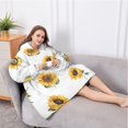 thumbnail image 5 of Oversized Wearable Blanket Hoodie,White Green Leaf Sunflower Pattern Sherpa Blanket Hoodie with Super Pockets,Super Warm Fuzzy Pullover for Women & Men, 5 of 6