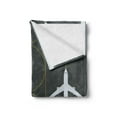 thumbnail image 2 of Airport Soft Flannel Fleece Blanket, Aviation Themed Simple Illustration of Parked Airplanes Landed in Airfield, Cozy Plush for Indoor and Outdoor Use, 50" x 60", White Dimgray Fawn, by Ambesonne, 2 of 5