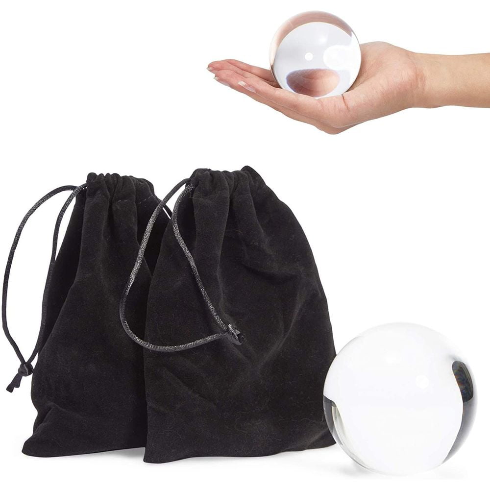 2 Pack Clear Acrylic Fushigi Juggling Balls with Velvet Bag for