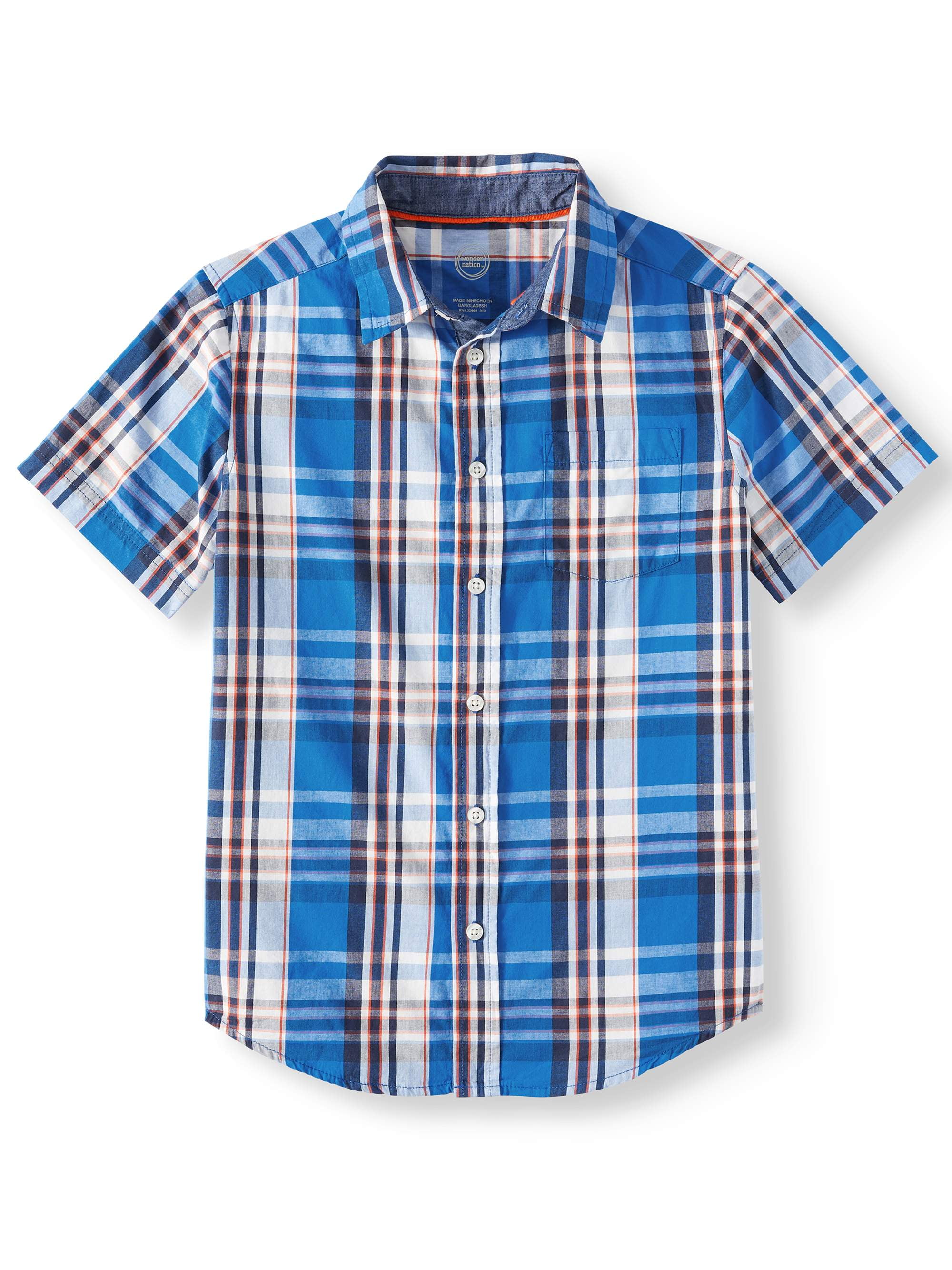 short sleeve button down plaid