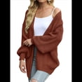 thumbnail image 2 of Chaqueta de Punto Extragrande de Larga con Abertura Frontal y Bolsillos para Mujer, Estilo 2025 Marrón XXL, 2 of 7